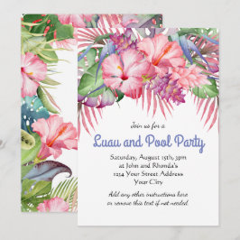 Aloha Tropisch Bloemen Luau Zwembadfeestje Kaart