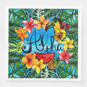 Aloha - Tropisch bloemenvoedsel en zomerontwerp Servet