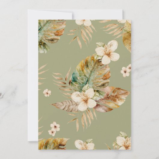 Aloha tropisch bloemig baby shower kaart (Achterkant)