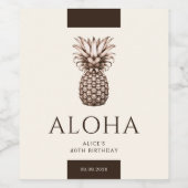 Aloha tropisch feest met ananas wijn etiket (Enkel label)
