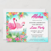 Aloha Tropisch Flamingo Luau Verjaardagsfeest Kaart (Voorkant)