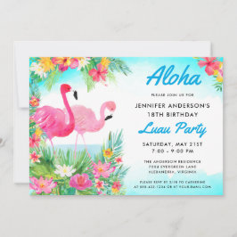 Aloha Tropisch Flamingo Luau Verjaardagsfeest Kaart