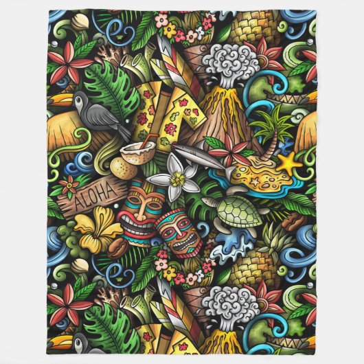 ALOHA Tropisch Fleece Deken (Voorkant)