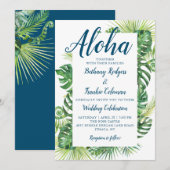 Aloha Tropisch groen Blauw strand bruiloft Kaart (Voorkant / Achterkant)