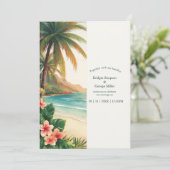aloha tropisch Hawaï strand Palm Kust Bruiloft Kaart (Staand voorkant)