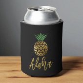 Aloha Tropisch Hawaïaans Ananas Bruiloft Zwart Blikjeskoeler