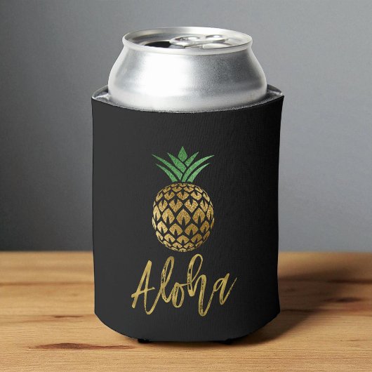 Aloha Tropisch Hawaïaans Ananas Bruiloft Zwart Blikjeskoeler