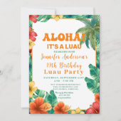 Aloha Tropisch Hawaïaans Bloemen Luau Verjaardagsf Kaart (Voorkant)