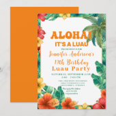 Aloha Tropisch Hawaïaans Bloemen Luau Verjaardagsf Kaart (Voorkant / Achterkant)