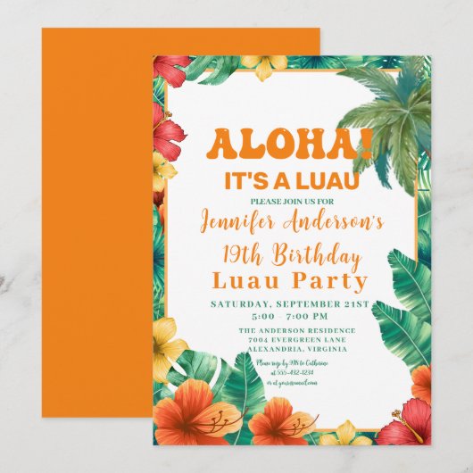Aloha Tropisch Hawaïaans Bloemen Luau Verjaardagsf Kaart (Voorkant / Achterkant)