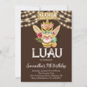 Aloha Tropisch Hawaïaans Tiki Luau Verjaardagsfees Kaart (Voorkant)
