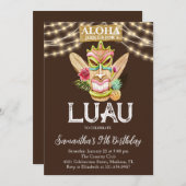 Aloha Tropisch Hawaïaans Tiki Luau Verjaardagsfees Kaart (Voorkant / Achterkant)