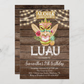 Aloha Tropisch Hawaïaans Tiki Luau Verjaardagsfees Kaart (Voorkant / Achterkant)
