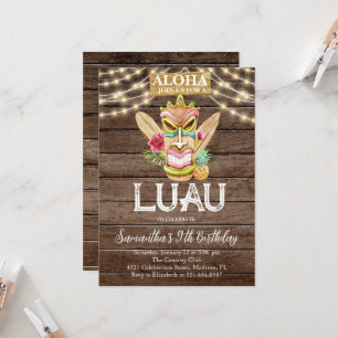 Aloha Tropisch Hawaïaans Tiki Luau Verjaardagsfees Kaart