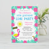 Aloha Tropisch Hawaïaans Verjaardag Luau Party Kaart (Staand voorkant)