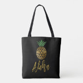Aloha Tropisch Hawaiaanse Ananas Bruiloft Zwart Tote Bag (Achterkant)