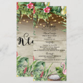 Aloha Tropisch Hout Bloem Bladeren Licht Menu (Voorkant / Achterkant)