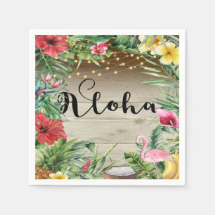 Aloha Tropisch Hout Bloem Bladeren & Lichten Bruil Servet
