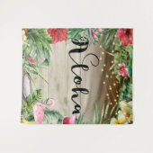 Aloha Tropisch Hout Bloem Bladeren & Lichten Luau Wandkleed (Voorkant (horizontaal))