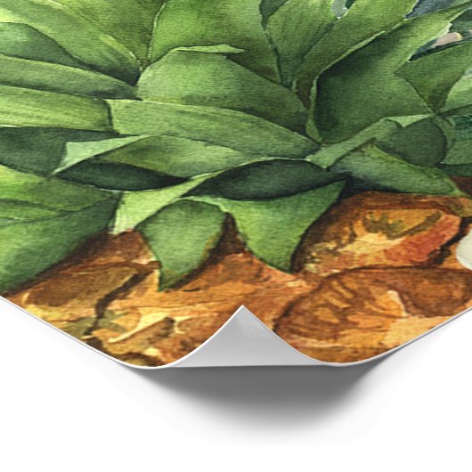 Aloha Tropisch Hout Bloem Bladeren & Lichten Zomer Poster (Hoek)