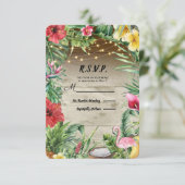 Aloha Tropisch Hout Bloemblaadjes Lichten RSVP (Staand voorkant)