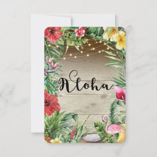Aloha Tropisch Hout Bloemblaadjes Lichten RSVP (Achterkant)