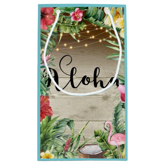 Aloha Tropisch Hout Bloemen Bladeren & Lichten Lua Klein Cadeauzakje (Achterkant)