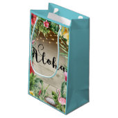 Aloha Tropisch Hout Bloemen Bladeren & Lichten Lua Klein Cadeauzakje (Achterkant Gekanteld)