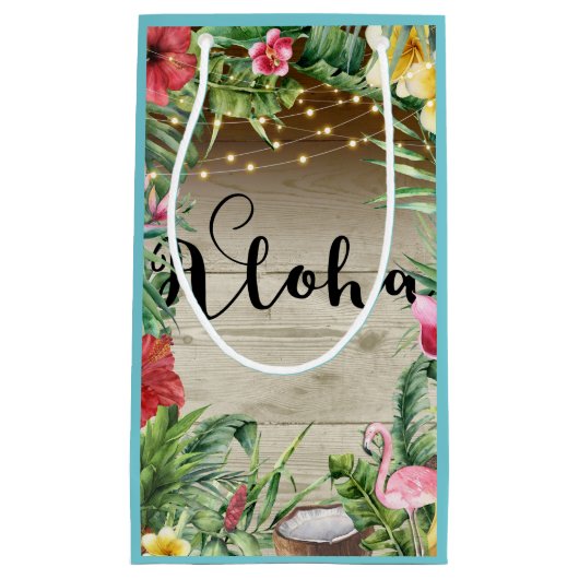 Aloha Tropisch Hout Bloemen Bladeren & Lichten Lua Klein Cadeauzakje (Voorkant)