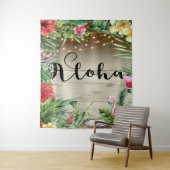 Aloha Tropisch Hout Bloemen Bladeren & Lichten Lua Wandkleed (In situ)