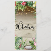Aloha Tropisch Hout Bloemen Bladeren Lichten Menu (Achterkant)