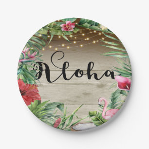 Aloha Tropisch Hout Bloemisterij Bladeren & Lichte Papieren Bordje