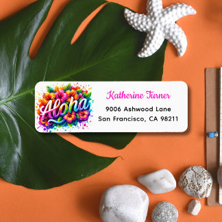 Aloha Tropisch Luau Retouradres Etiket