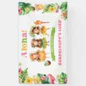 Aloha Tropisch meisje Luau Verjaardagsfeest Spandoek (Verticaal)