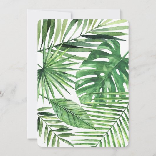 Aloha tropisch palmblad & scriptfeest, uitnodiging (Achterkant)