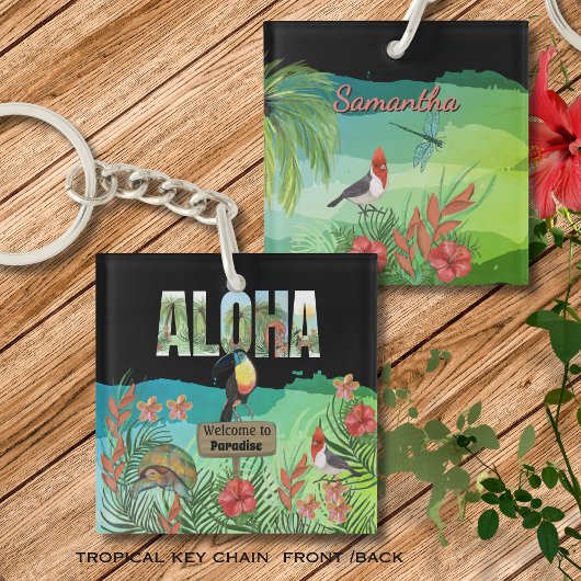 Aloha Tropisch Paradijs Acryl Sleutelhanger