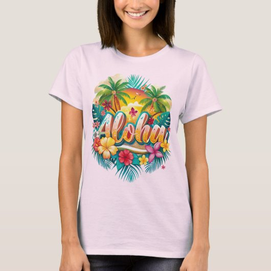 Aloha Tropisch Paradijs - Levendig Hawaïaans T-shirt (Voorkant)