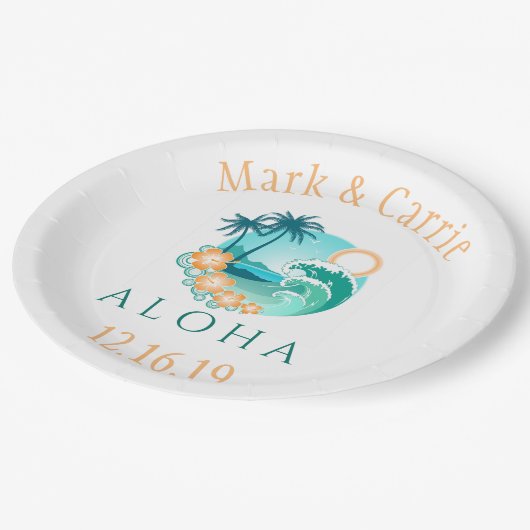Aloha Tropisch Persoonlijk Papieren Bordje (Gekanteld)