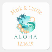 Aloha Tropisch Persoonlijk Vierkante Sticker (Voorkant)