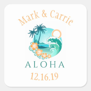Aloha Tropisch Persoonlijk Vierkante Sticker