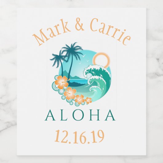 Aloha Tropisch Persoonlijk Wijn Etiket (Enkel label)