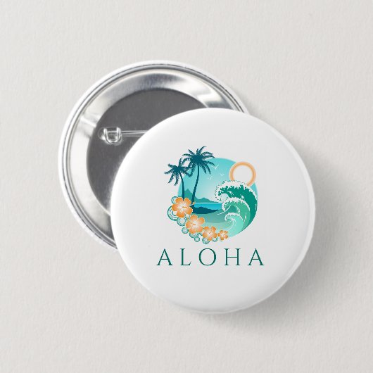 Aloha Tropisch Ronde Button 5,7 Cm (Voorkant /achterkant)