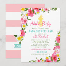 Aloha Tropisch Roze Bloemen Ananas Baby shower