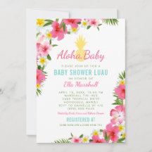 Aloha Tropisch Roze Bloemen Ananas Baby shower