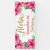 Aloha Tropisch Roze Goud Verjaardagsfeest Spandoek (Verticaal)