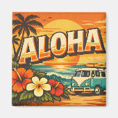 Aloha Tropisch Strand Zonsondergang Scene Magneet (Voorkant)