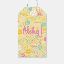 Aloha Tropisch – Zachtkleurig Bloemend Summer Gesc Cadeaulabel