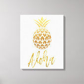 Aloha Tropische anananas White en Gold Foil Canvas Afdruk (Voorkant)