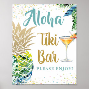 Aloha tropische anananasappel Hawaiian Luau Tiki B Poster