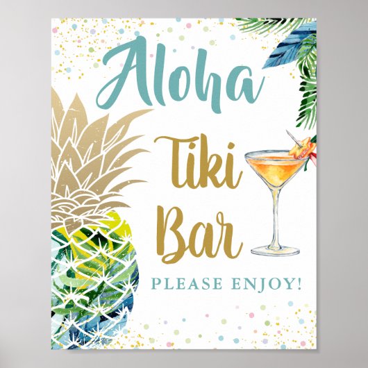 Aloha tropische anananasappel Hawaiian Luau Tiki B Poster (Voorkant)